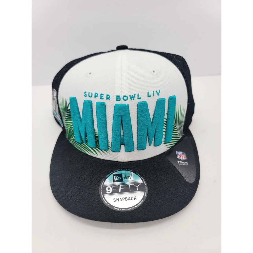 Miami NFL Cap Black White Teal Snapback New Era Super Bowl LIV One Size